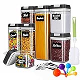 Benooa Vorratsdosen Set Küche Luftdicht Frischhaltedosen BPA frei Schüttdose Aufbewahrungsbox mit Deckel für Getreide Mehl Zucker Etiketten Marker 7 Stück