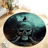 Mengove Teppich Rund Halloween FußMatte Matte KüRbis Runde Teppiche Lustig Party Dekoration Indoor Totenkopf Horror Dekorativ Schlafzimmer Als FußAbstreifer Schmutzmatte FüR W