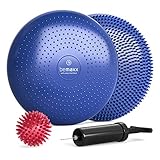 Balance Sitzkissen Orthopädisch + Igelball + Pumpe + Training-eBook | Noppen Stuhl Balancekissen Rücken Trainer, Physio Reha Wackel Kissen Weich Rund, Ballsitzkissen Luftkissen Cushion Ballk