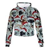 Crop Tops Damen Baggy Sweatshirt Kind Weihnachten T-Shirt 3D Farbdruck sexy hohe Taille Hoodie XL