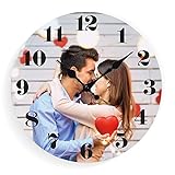 CGFN Personalisierte Foto Wanduhr, Wanduhr Ohne Tickgeräusche, Kreative Uhr mit anpassbaren Foto, Küche/Schlafzimmer/Wohnzimmer/Büro Wanduhr, Jahrestag/Geburtstag Dekorative Geschenk (Runde)