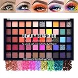 Professionelle Make-up Lidschatten-Palette, 50 Farben Matte Schimmer Gepresste Pigmente Glatte Textur Lidschatten, Wasserdichte, langlebige Nudes Metallic Make-up