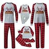 Schlafanzug Weihnachten Familie, Baumwolle Warm Schlafanzug Damen Herren Jungen Mädchen,Kuschel Christmas Pyjama Kostüm Hausanzug Nachthemd Weihnachtspyjama Weihnachtspulli Schlafanzug