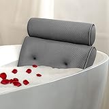 Mr. Bathif Badewannenkissen Luxusbadewanne & Spa-Kissen mit 4 Saugnäpfen 4D Air Mesh-Material, Stützfunktion für Kopf, Rücken, Schulter und Nacken Geeignet für alle Badewannen und Home Spa (grau)