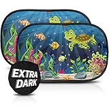 CARAMAZ Sonnenschutz Auto Baby mit zertifiziertem UV Schutz, universell passend 51 x 31 cm, 2 Stück selbsthaftende Sonnenblende, Folienfarbe Extra Dark