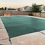 PIAOMTIEE Pool-Sicherheitsabdeckung, 6,1 x 12,2 m, rechteckig, Inground Pool Abdeckung Mesh Solid Pool Winterabdeckung für Schwimmbad, grü