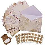 Meishake Mini Briefumschläge, 84 Stück Mini Umschläge Vintage Umschlag Geschenkkarte Umschlag, mit 100 Stück Weiße Leere Karten und 7 Stück Aufkleber, Geburtstag Party Supplies, 11,0 x 7,5