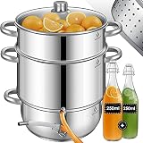KESSER® Dampfentsafter 15 L Edelstahl Entsafter Saftpresse Inkl. 2X Bügelflasche Obst und Gemüse - für alle Herdarten geeignet auch Induktion| Ø 26cm | Spülmaschinengeeignet Induktionsdamp