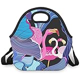 Flamingo Tropische Pflanze Isolierte Lunch Tasche Lunchboxen Lunchbag Isoliertasche Mit Reißverschluss Sicherheit Picknicktasche Geeignet für Büros und Schulen white Einheitsgröß