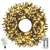 Ollny Lichterkette Außen Weihnachten 40M, 400LED Lichterkette Tannenbaum Lichterkette Strom mit Fernbedienung & Timer, 8 Modi Warmweiß Outdoor Lichterkette Innen für Weihnachtsbaum Garten Party Balk