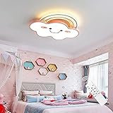 LED Cloud Rainbow Deckenlampe Mit Fernbedienung 3000k-6500k Dimmbar Kinderzimmer Dekoration Deckenlampe Jungen Und Mädchen Schlafzimmer Cartoon Lampe (Rosa,50cm*40cm*5cm 36W)