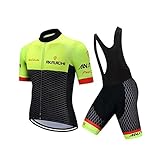 Fitsund Herren Fahrradbekleidung Set Schnell Trocknend Radtrikot (Radjacke und Radhose mit Sitzpolster) XL Grü