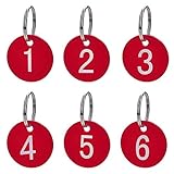 Aspire 50 Stück Schlüsselanhänger, Acryl Nummer Schlüssel Anhänger Nummer ID Tags mit Schlüsselring - Rot 1 to 50