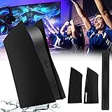 PS5 Skin Cover mit Mitten Aufkleber, Hartes Plate Folie für Disc Playstation 5, Stoßfeste Schwarz Ersatzplatte Seitenplatten Shell Case Cover für Playstation 5 Disc Version Konsole (Midnight Black)