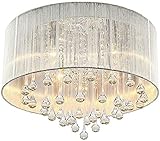 YQGOO Kronleuchter Moderne Kristall Deckenleuchte Runde Weiß Rustikale Deckenleuchte Wohnzimmer Glanz Schlafzimmer Stoff Lampe Lampenschirm - 4 X E14 Illuminant Nursery (Größe: 40cm)