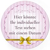 24 PERSONALISIERTE runde Etiketten mit Motiv: Rosa gestreift mit Schleife gold - Ihre Aufkleber online selbst gestaltet, g
