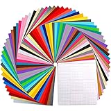 Ohuhu Vinylfolie Plotter 70 Stück, 30.5 x 30.5 cm Selbstklebende Folie für Cricut - 60 Vinylfolie＋10 Transferband Blätter, für die Dekoration von Partys oder Feiertagen(30 Farben)