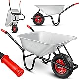 MASKO® Schubkarre Bauschubkarre Gartenschubkarre 100 Liter bis 250kg Luftreifen mit Stahlfelge verzinkt Stahlrahmen Garten Karre Schiebkarre Transportk