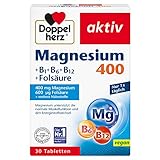 Doppelherz Magnesium 400 + B1 + B6 + B12 + Folsäure – Magnesium für die Muskeln, das Nervensystem und den Energiestoffwechsel – 1 x 30 Tab