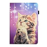 10 inch Tablet Case Cover - hülle 10.1 Zoll universal für Samsung Galaxy E 9.6/Tab S2 9.7, ASUS ZenPad 10, Lenovo TB-X103F/Tab 2 A10-70, T5 10/M5 Lite 10 (Wishing cat)