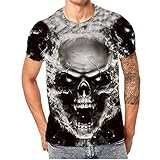 cinnamou Herren T-Shirt mit Totenkopf Print, 3D Druck Sport Kurzarm Casual Top Rundhals Shirts Männer lustige Geschenke fü