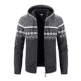 BIKETAFUWY Herren Strick Cardigan Pullover Multicolor Chunky Strickjacke Männer Zip Hoodie-Pullover Sweatjacke Kapuzepullover Strickjacken Strickmantel Jacke Übergangsjack