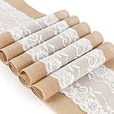 TAOCOCO Jute Tischläufer 5 Stück Rustic Burlap Spitze Hessischen Rustikale Land für Hochzeit Festival-Ereignis Tischdekoration 30 x 275