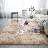 Aujelly Soft Area Rug Schlafzimmer Shaggy Teppich Zottige Teppiche Flauschige Bunte Batik-Teppiche Carpet Neu Khaki 160 x 200