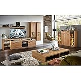 Lomadox Wohnwand Set Wildeiche massiv inkl. Highboard und Couchtisch, B/H/T ca. 285/190/48