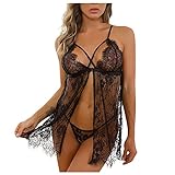 Damen Klassische Kreuz Nachthemd Unterkleid Frauen Spitze Negligee Kurzarm NachtwäSche Dessous V-Ausschnitt Lingerie Nachtkleid Sleepwear Slim Fit SchlüPfen Kleid Mit TräG