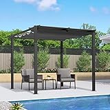 PURPLE LEAF Garten Pavillon Pergola 300 x 300 cm Aluminum, Pergola Wasserdicht Sonnendach mit Schiebedach, Garten-Pergola Mit Markisenschutz für Garten Terrasse, UV Beschattung, G