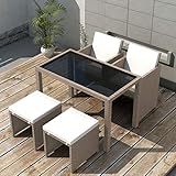 Tidyard Balkonset Balkonmöbel Garten Sitzgruppe Rattan 4 Personen Gartenmöbel Set Garten Lounge Set Terassenmöbel Bistroset Sitzgarnitur für Garten Balkon Terrasse, mit Auflagen, 11-TLG Beig
