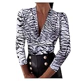 Okseas Damen 2021 Herbst und Winter Neue Leopard Pullover, V-Ausschnitt Bedrucktes Mode Trend Sexy Lässig Shopping Party Schlank und eng Tunic Top Bluse Oberteile Tunik