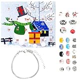 2021 Weihnachten Countdown- Kalender Advent Kalender mit 24 Tag Countdown- Geschenk DIY Handwerk mit 1 Kette Und 23 Anhänger Handwerk Machen Armb