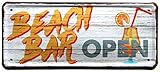 Beach Bar Open 28x12 Deko Blechschild 2116