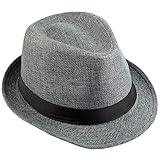 KYEYGWO Fedora-Hut Mode Filz Gangster Hüte für Mann und Frau, Trilby Snap breiter Krempe Vintage Style Dress H