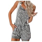 Dome Latzhose Damen Jumpsuit mit Träger Retro Overalls Sommer Oversize Lose Hose Lange Baggy S