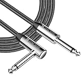 Syncwire 6,35mm Gitarrenkabel 6M 1/4 Zoll Gitarren Instrumentenkabel aus geflochtenem Nylongerade auf rechtwinklig Audio Klinke für die E-Gitarre, Bassgitarre, Keyboard, E-Mandoline, Bass - Schw