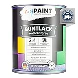 myPAINT®️ 2in1 Buntlack (750ml, RAL 7016 Anthrazitgrau) seidenmatter Acryllack - Lack für Kinderspielzeug - Farbe für Holz - Holzfarbe Innen - Made in Germany