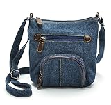 Jeans Umhängetasche Schultertasche Crossbody Bag Handtasche Messenger Bag für Damen im Cowboy Denim Style Hobo Fashion (Blau)