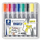 STAEDTLER flipchart Marker Lumocolor, farbintensive, schnelltrocknende, geruchsarme Tinte, schlägt nicht durch Papier durch, 8 flipchart Marker in aufstellbarer STAEDTLER Box, 356 SWP8