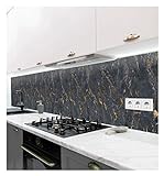 MyMaxxi | selbstklebende Küchenrückwand Folie ohne bohren | Aufkleber Motiv Marmor schwarz | 60cm hoch | adhesive kitchen wall design | Wandtattoo Wandbild Küche | Wand-Deko | Wandgestaltung