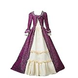 CountryWomen Gothic Prinzessin Renaissance Brautjungfer Periode Kleid Ballkleid Theater Kostüm - Blau - X-S