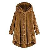 Beudylihy Fleecemantel Damen Herbstjacke Lang Mäntel Ethnischer Druck Kapuzenpullover Wolle Dickere Kapuzenjacke Langarm Parka Vintage Fleece Dufflecoats Angenehm F