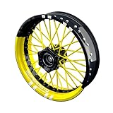 OneWheel Felgenaufkleber Motorrad passend für Supermoto Husqvarna 701 Design 9 | 17 Zoll | Vorder- und Hinterrad inkl. Farbiger Spokes (gelb)