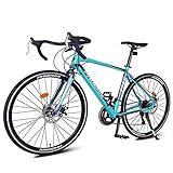 Xiaoyue 14 Speed ​​Rennrad, Alurahmen Stadt-Pendler-Fahrrad, Mechanische Scheibenbremsen Endurance Straßen-Fahrrad, 700 * 23C Räder, Weiss lalay (Color : Blue)