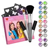 ZMILLA® Glitzer Tattoo Set Kinder (20 Farben | 100 Schablonen) Für Mädchen - Glitzertattoos inklusive 2 Pinsel & 2 Kleb