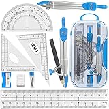 Zirkel Set 10 Teilig Geometry Compass Mathe Geometrie Set Geometrie Set Schulzirkel Geometrie Zirkel Schulzirkel Grundschule Mit 2pcs Zirkel, 2pcs Geodreieck, Spitzer,15 Cm Lineal Und Wink