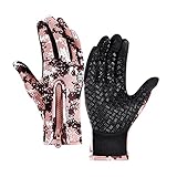 GHGNFG Wasserdichter Touchscreen Handschuhe Winter Fahrradhandschuhe Laufhandschuhe Sporthandschuh Herren Damen Winter Rutschfest Winddicht Fahrradhandschuhe (Coffee, XL)