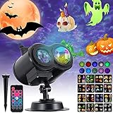 ZPYXBH Halloween Weihnachten LED Projektorlampe, LED Projektor Licht Aussen, Weihnachtsbeleuchtung Effektlicht 16 Muster Wasserdichter Projektor Lichter Für Deko Geburtstag Party Weinachten Feiertag